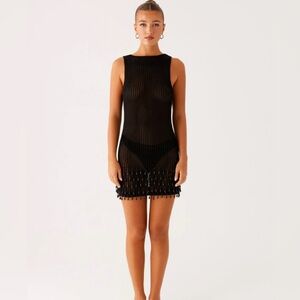 Peppermayo Miracle Beaded Crochet Mini Dress - Black